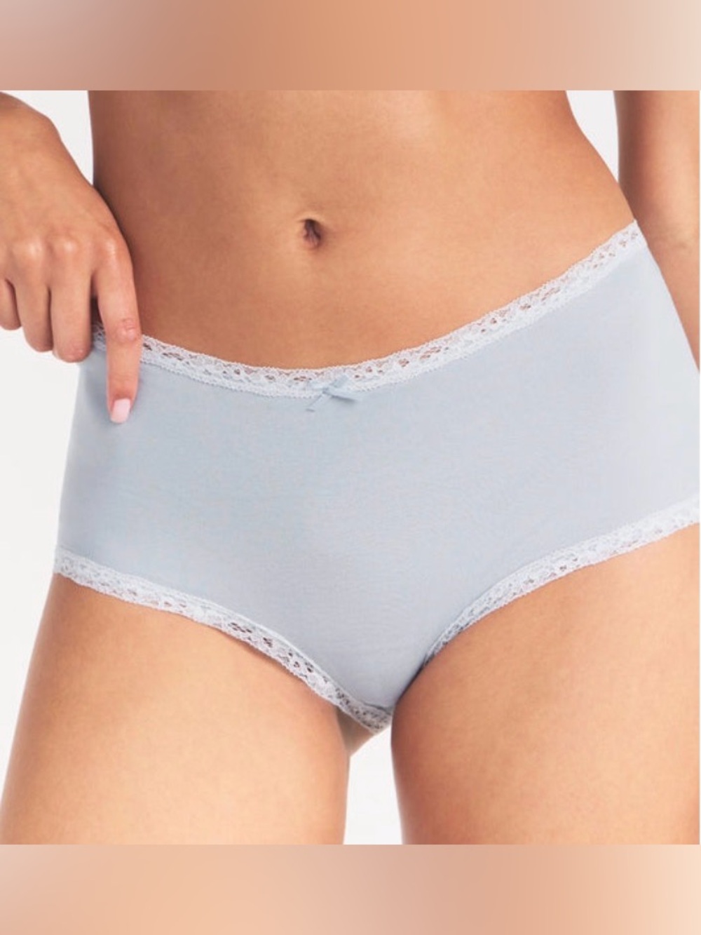 🎽SKIMS Lightweight Cotton Lace Trim Boyshort | Airspace | Sz S | NWT 🏷️